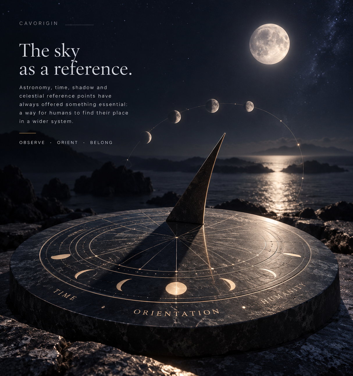 Astronomical timekeeping instrument beneath the Moon and stars